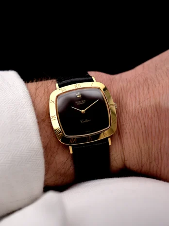 Rolex Cellini 18k Black Roman 1970